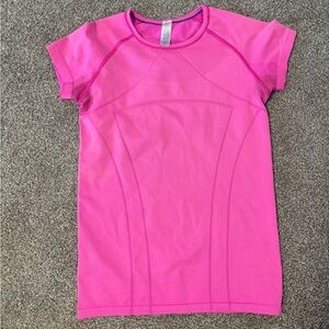 Ivivva Lululemon Pink Athletic Fly Tech Short Sleeve T-Shirt Girls Size Large 14